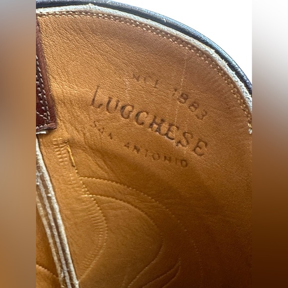 Vtg LUCCHESE 2083 Mahogany Cowgirl boots USA Sz 11C Excellent condition - Picture 11 of 16